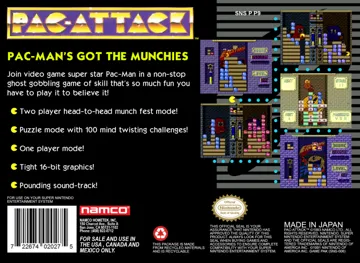 Pac-Attack (USA) box cover back